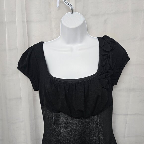 Vintage Iz Byer Dress Y2K Black Denim Retro Bodycon 11 - Picture 2 of 14